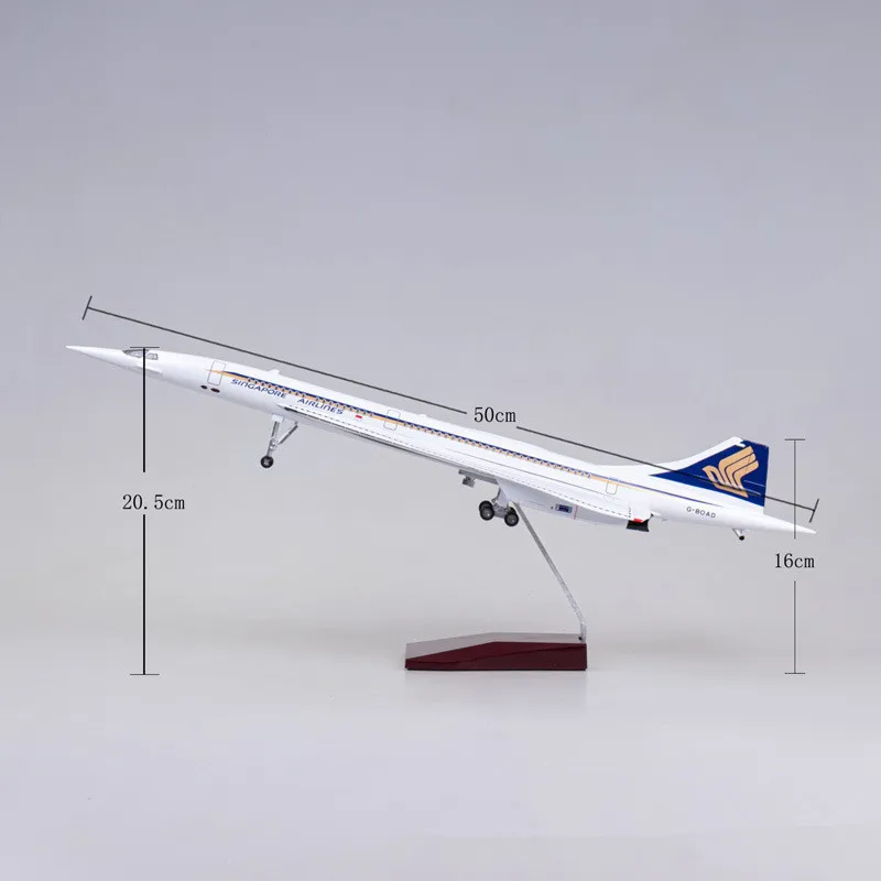 2024 baru 1:125 skala Model Singapura Concorde Airlines Diecast Resin pesawat dengan lampu hadiah koleksi tampilan mainan penggemar