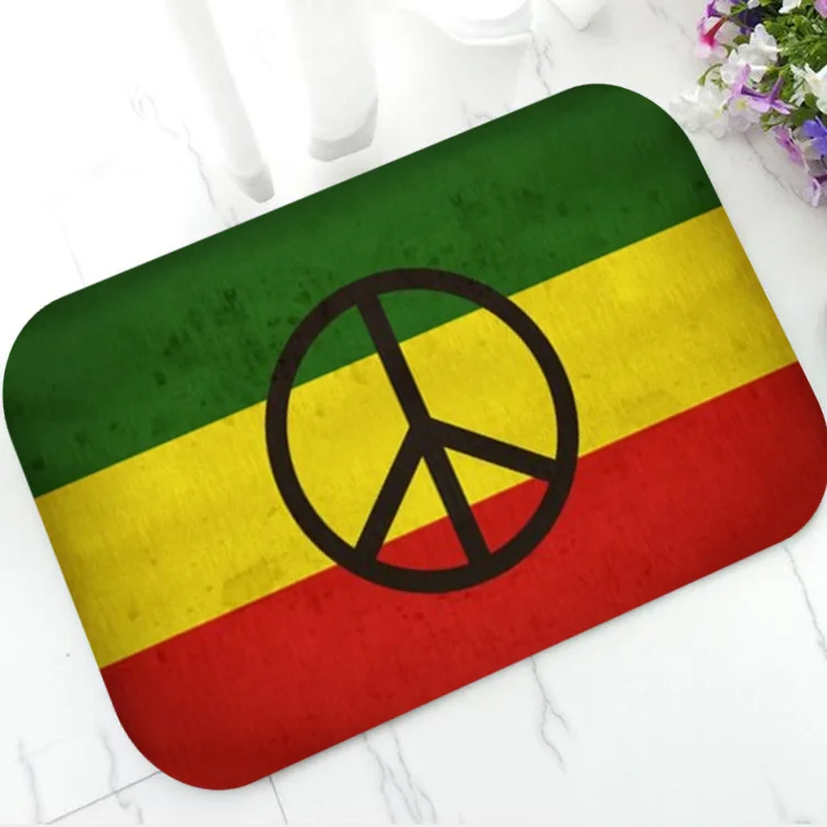 Reggae Peace Flag Floor Mat Non-slip Entry Door Home Decoration Carpet Reggae Music Lovers Supplies