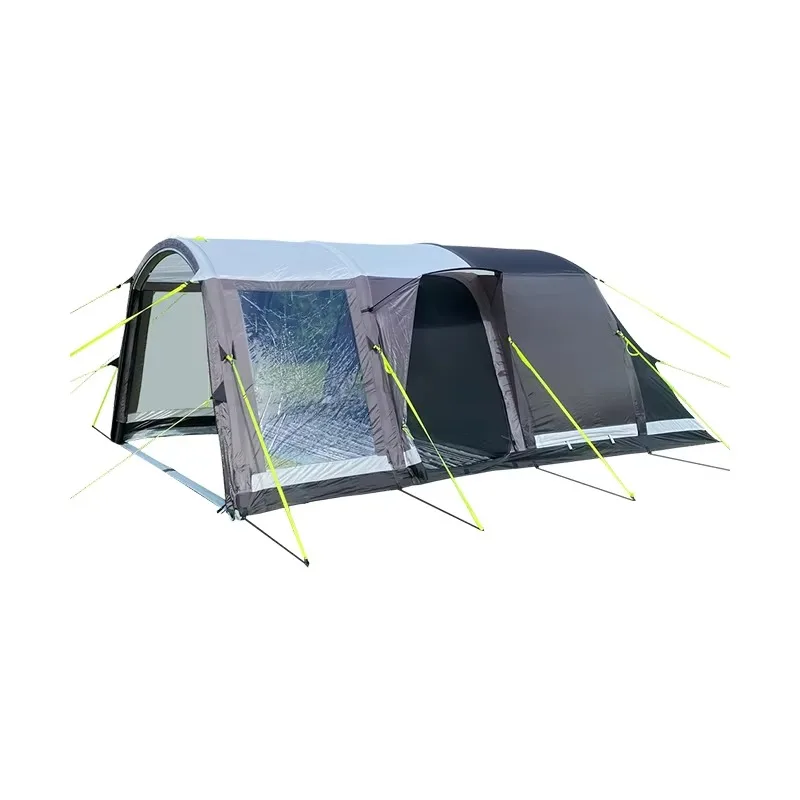 #￥Portable Luxury Large Family 2 Bedroom Air Tent Outdoor Camping Inflatable Party 4 Berth Camping Tent with Awning