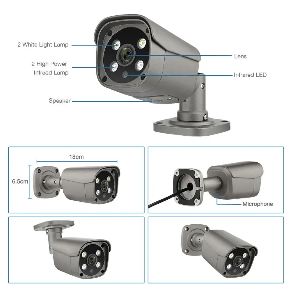 Techage Ip Cctv Camera Kit 5Mp Poe 16 Camera Nvr 16Channel Security Camera System Two Way Audio