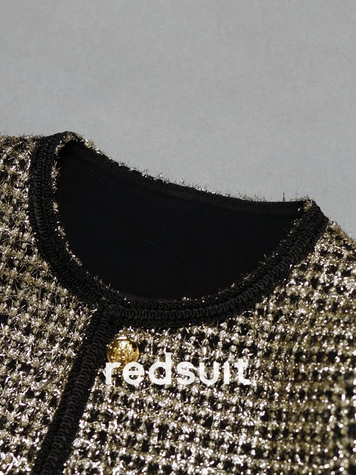 New Gold thread blended black shiny woven jacket, elegant socialite top Custom size