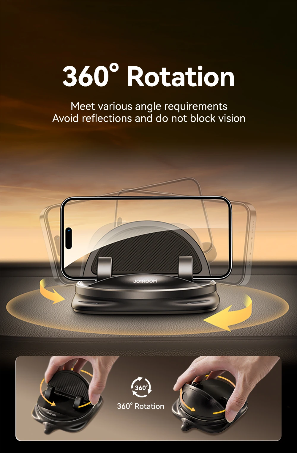 Joyroom Armaturenbrett Autotelefonhalter Universal 360° ° Rotations-Silikon-Telefonhalterung, Einhandbedienung, Telefonhalter für den Einsatz im Auto – Detail 10