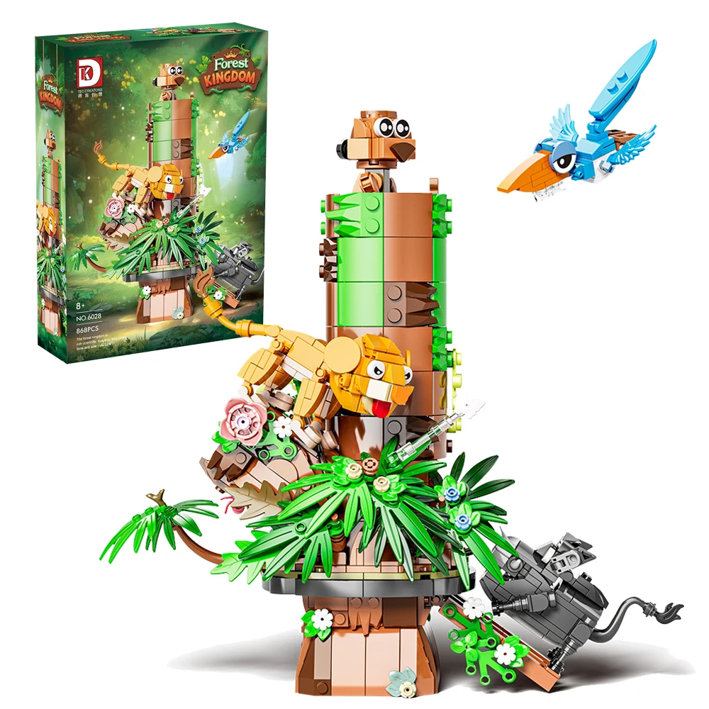 

868PCS Creative Forest Kingdom Lion Bird Animal Building Blocks Assemble Bricks Toy Birthday Gift For Children Kids