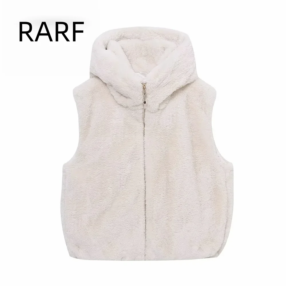 

2024 autumn and winter new women's clothing sweet and thick artificial fur sleeveless hooded vest vest vest vest