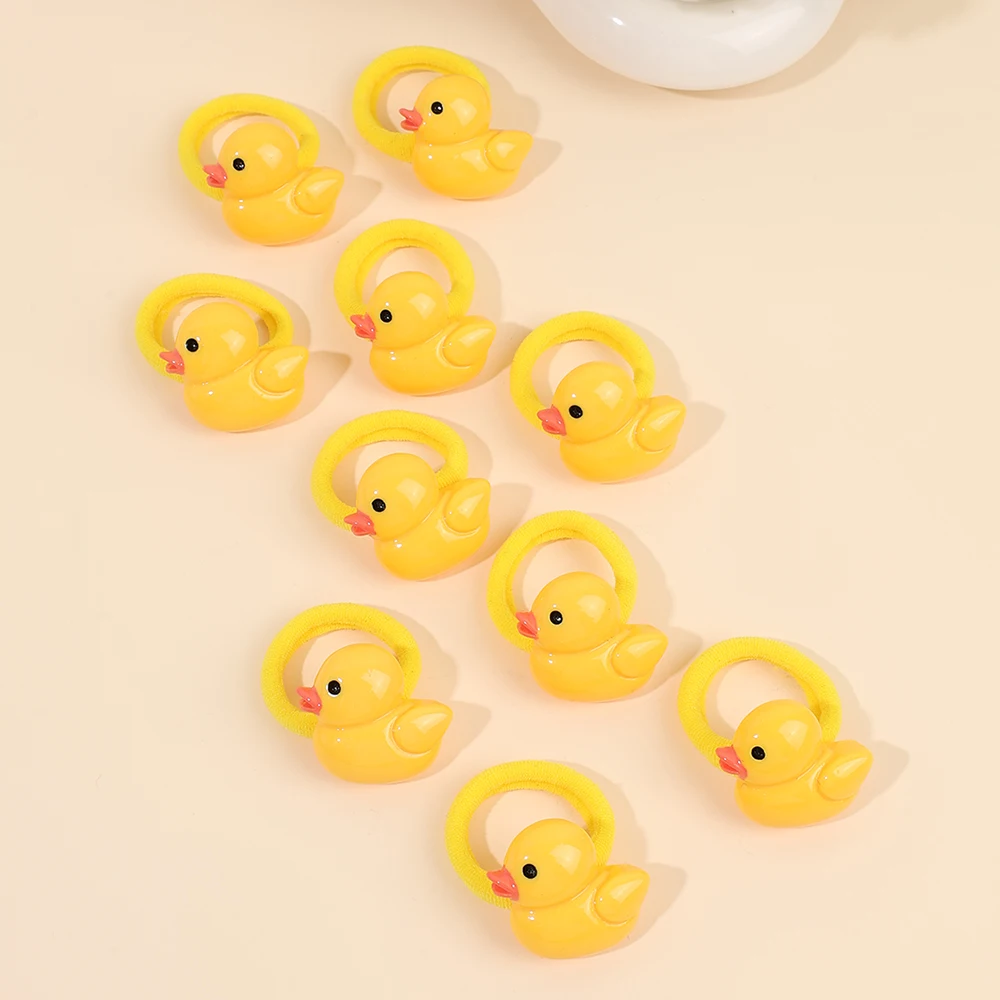 10 قطع الأطفال الكرتون الشعر التعادل لطيف الأصفر بطة العصابات الشعر طفل الفتيات حبل الشعر الصغير عالية المرونة شريط مطاطي اكسسوارات #3