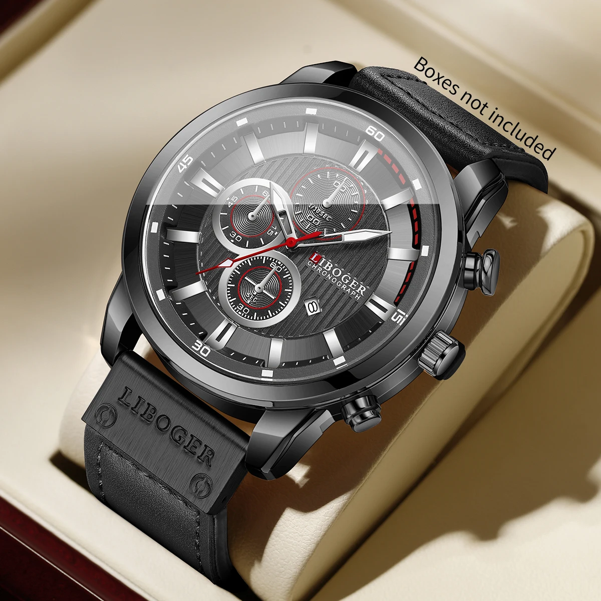 Leather Watch Band Men - Jam Tangan Kuarsa Kalender Pria Modis