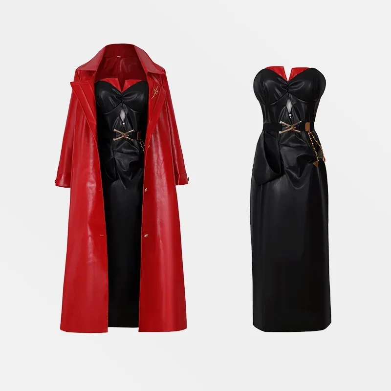 هوية 5 ماري زي تنكري للنساء ، ماري لوسون ، قلادة جلد ، ملكة دموية ، بدلات كاملة ، خندق أحمر ، معطف ، حفلة هالوين ، جديد