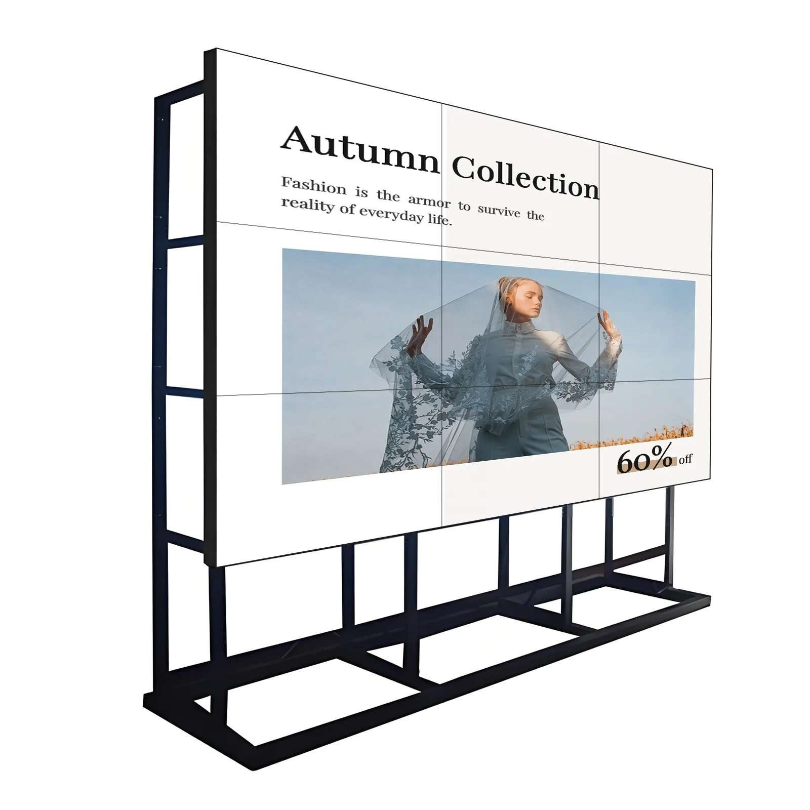 55 Inch 2x2 3x3 LCD Splicing Screen Advertising Player Monitor 0.88mm Narrow Bezel Anti-Glare 500cd/m Brightness Third-Party