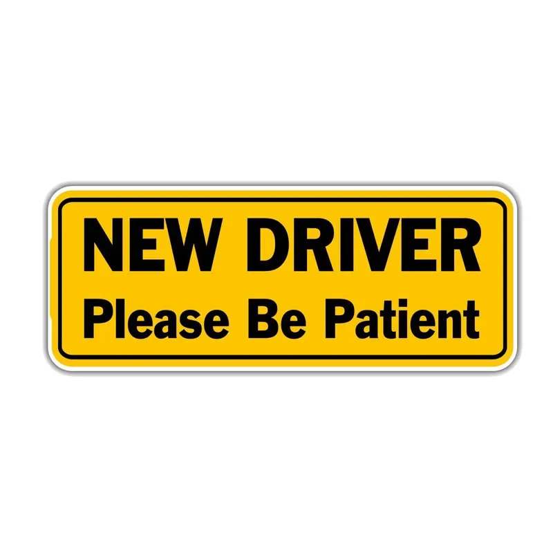 New Design Yellow Warning New Drivers Please Be Patient To Sign The Warning Sign PVC Motorcycle Decorative Decal, 16cm