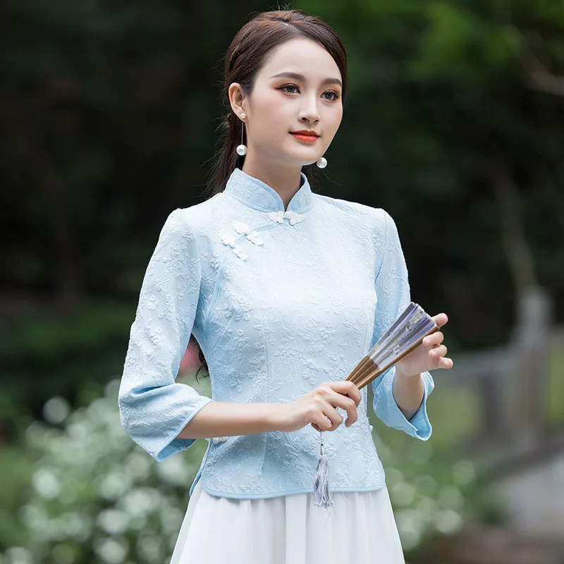 

Топы Qipao Cheongsam Hanfu в этническом стиле, винтажная повседневная уличная одежда, летняя традиционная китайская одежда для женщин, одежда