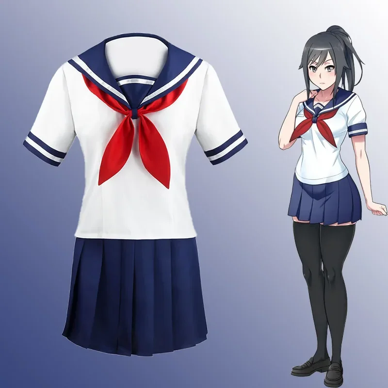 Yandere Game Simulator Costume for Women Ayano Aishi Chan JK Uniform Sailor Suit T-shirt Skirt New Gift 2021