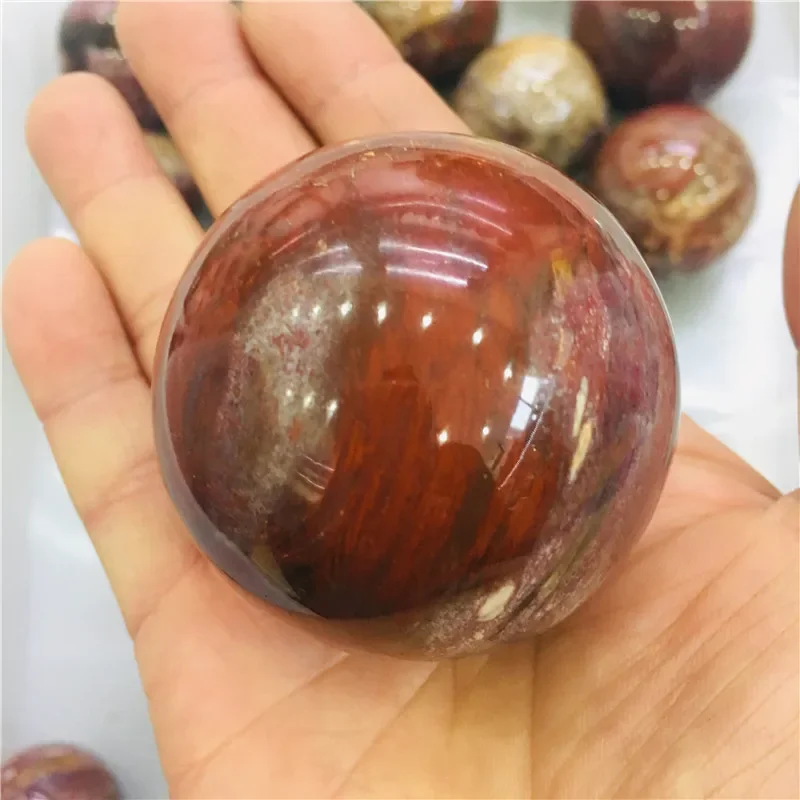 5-6cm Natural Petrified woodstone quartz crystal ball home decoration natural stone cutting and polishing 1pc