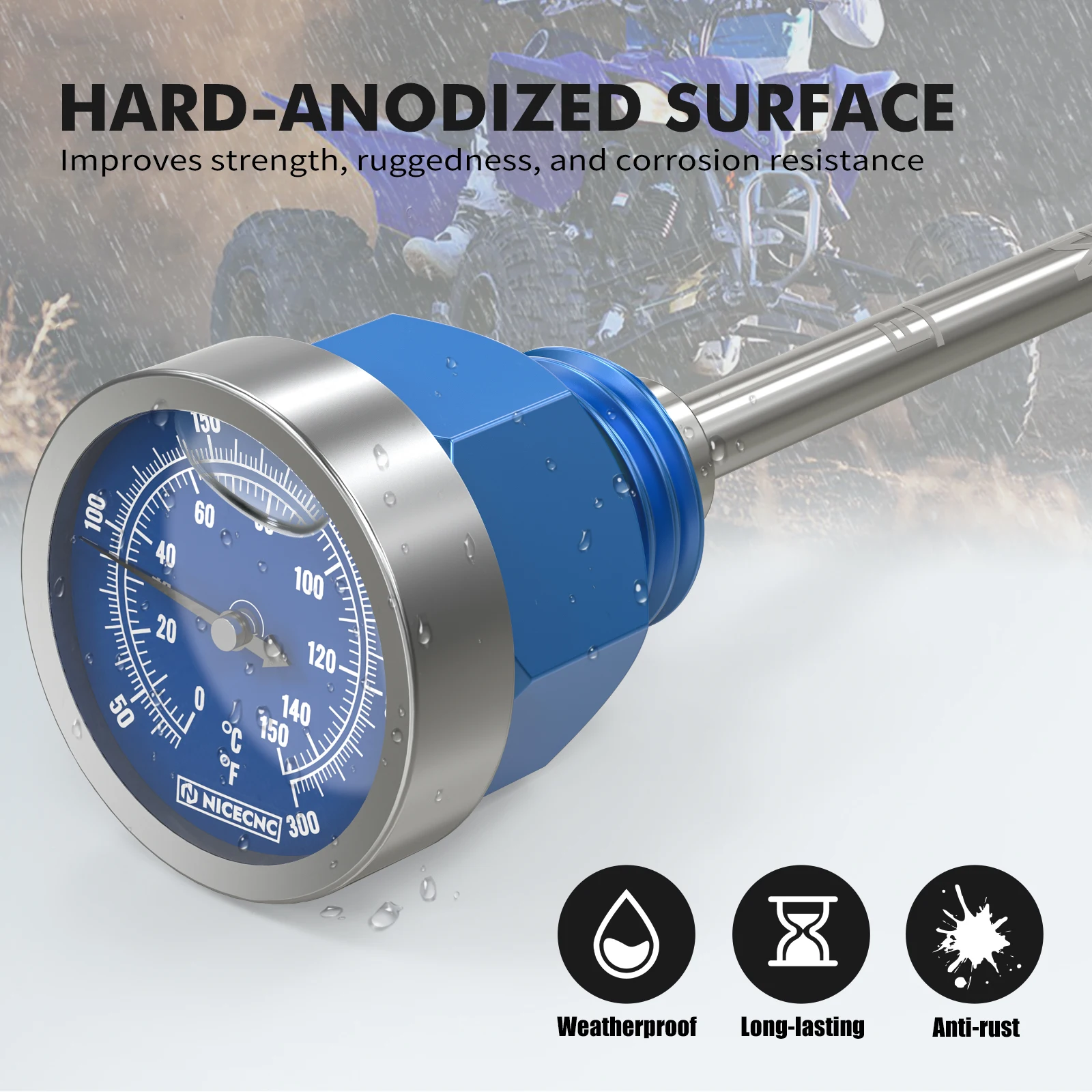 Jauge D'Huile Et Température NICECNC Bleue - Compatible Yamaha YFZ450R 2009-2024 & YFZ450X 2010-2011