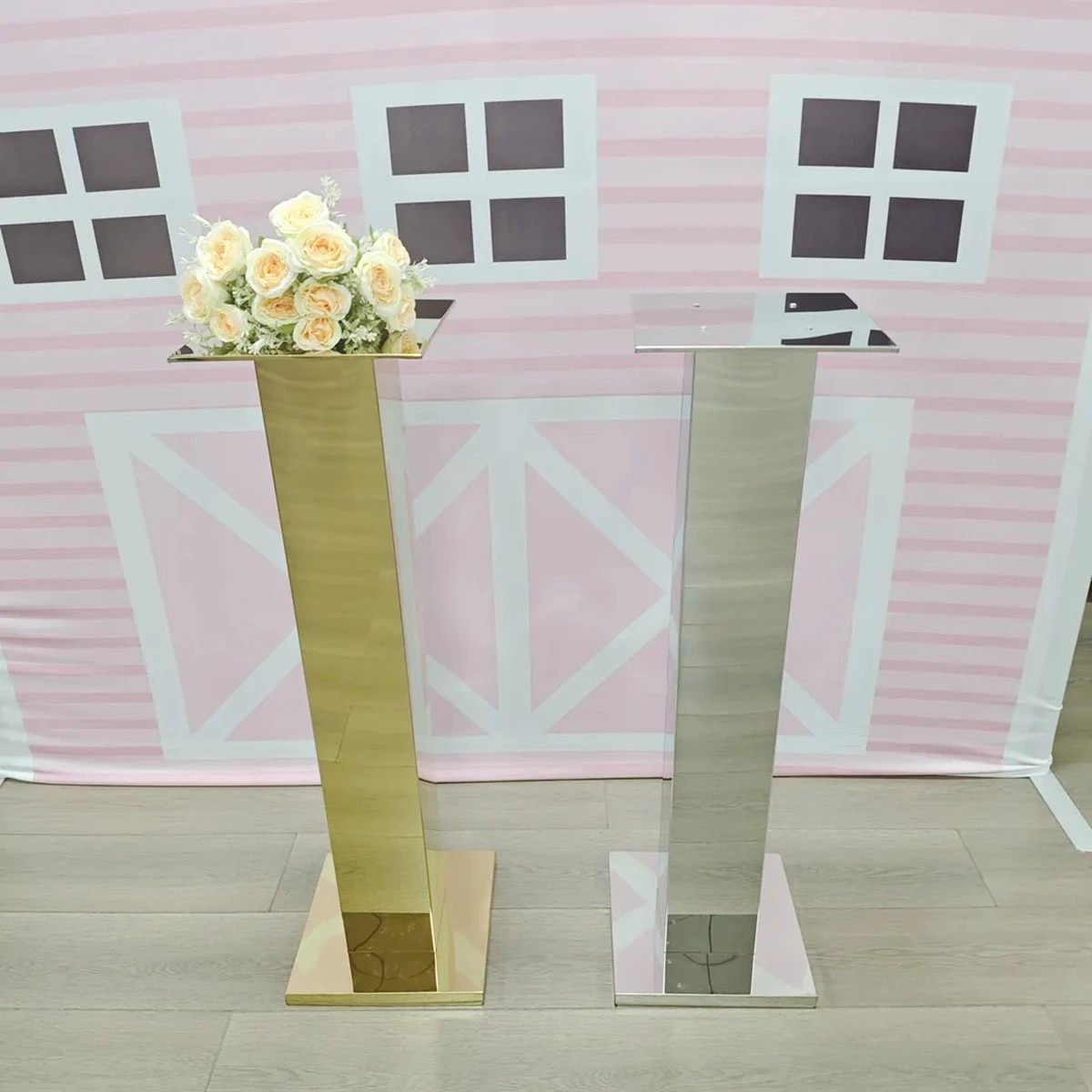 10pcs(20cm to 120cm）Luxury Elegant Metal Gold Silver Tall Metal Flower Display Stand Vase Wedding Table Centerpieces for Event P