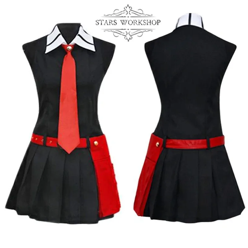 qq681 أنيمي جا قتل Akame Kurome تأثيري حلي أسود أبيض بلا أكمام يتوهم النساء الفتيات فستان موحد دعوى لجميع القديسين