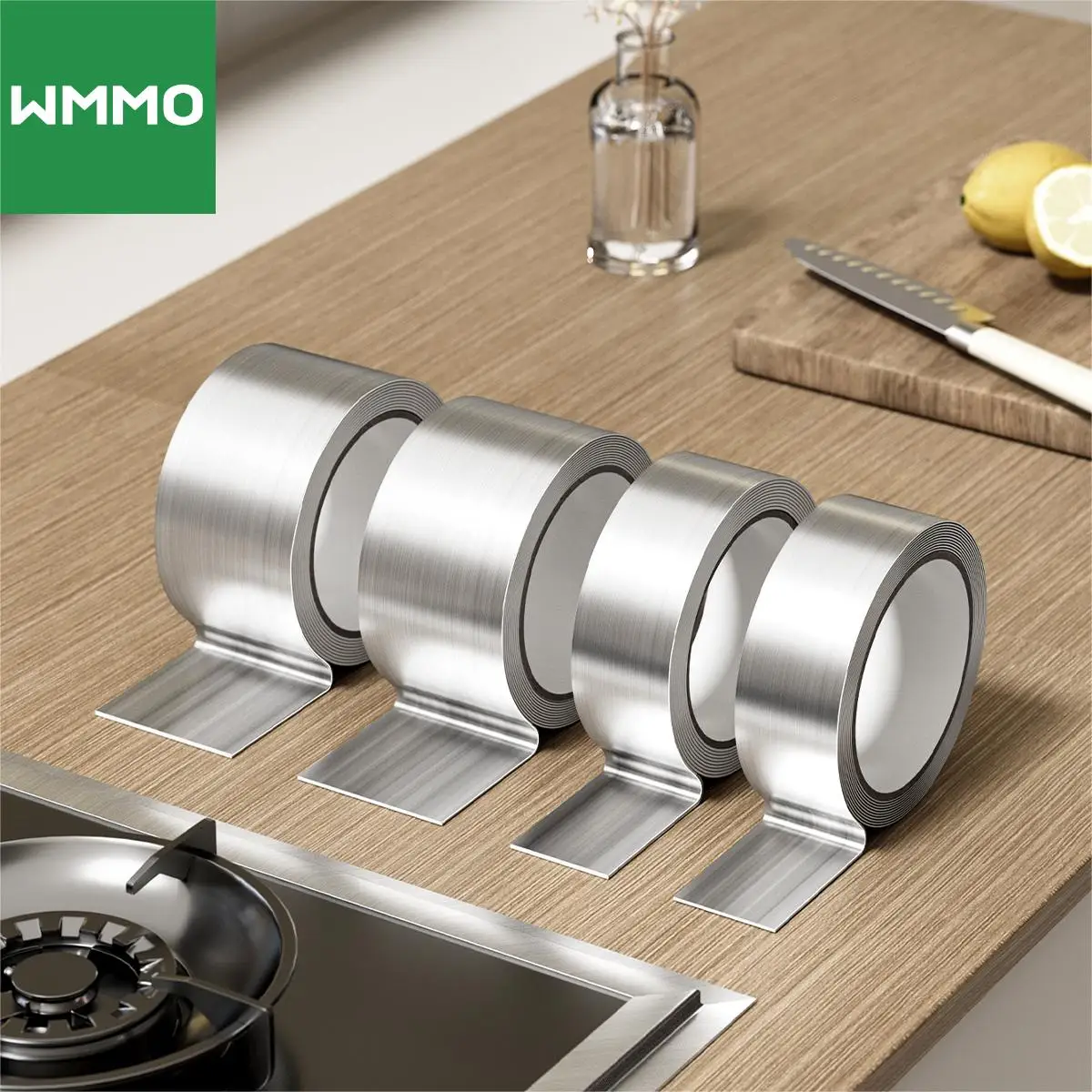 WMMO cinta de papel de aluminio engrosada, pegatina a prueba de aceite para cocina, estufa, sellado de bordes impermeable, pegatina a prueba de aceite para estufa de Gas
