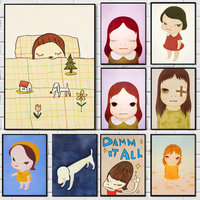 Cartoon Japanese Sleepwalking Dolls Yoshitomo Nara Artworks Art Posters Canvas Painting Wall Prints Picture Kids Room Home Decor
