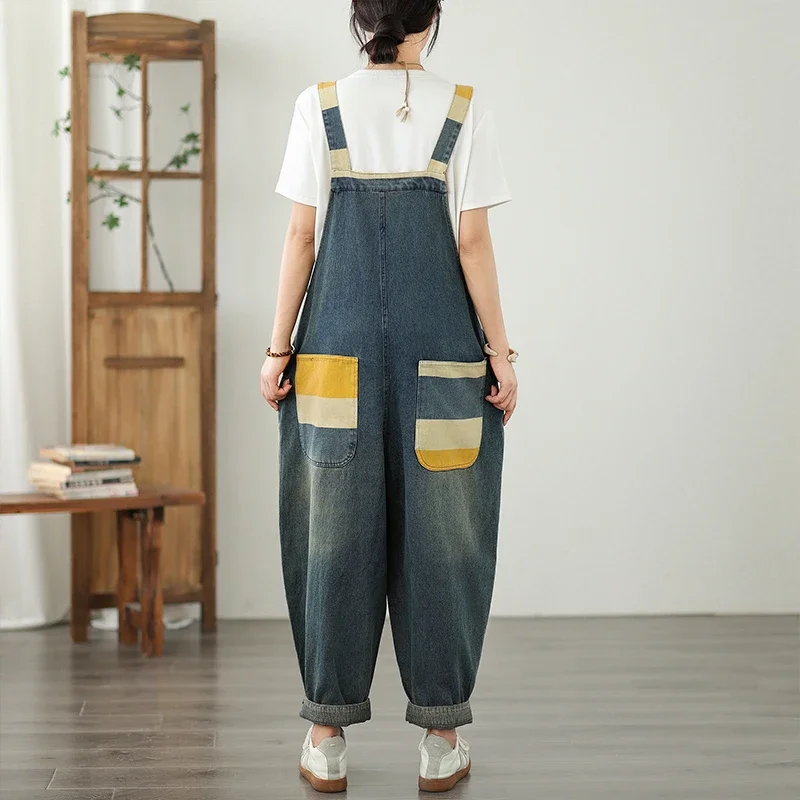 

Свободные брюки-шаровары в полоску в стиле ретро, девятисекционные джинсовые рта, летние носимые тонкие джинсы с высокой талией, тканевые зауженные Fini JJ35