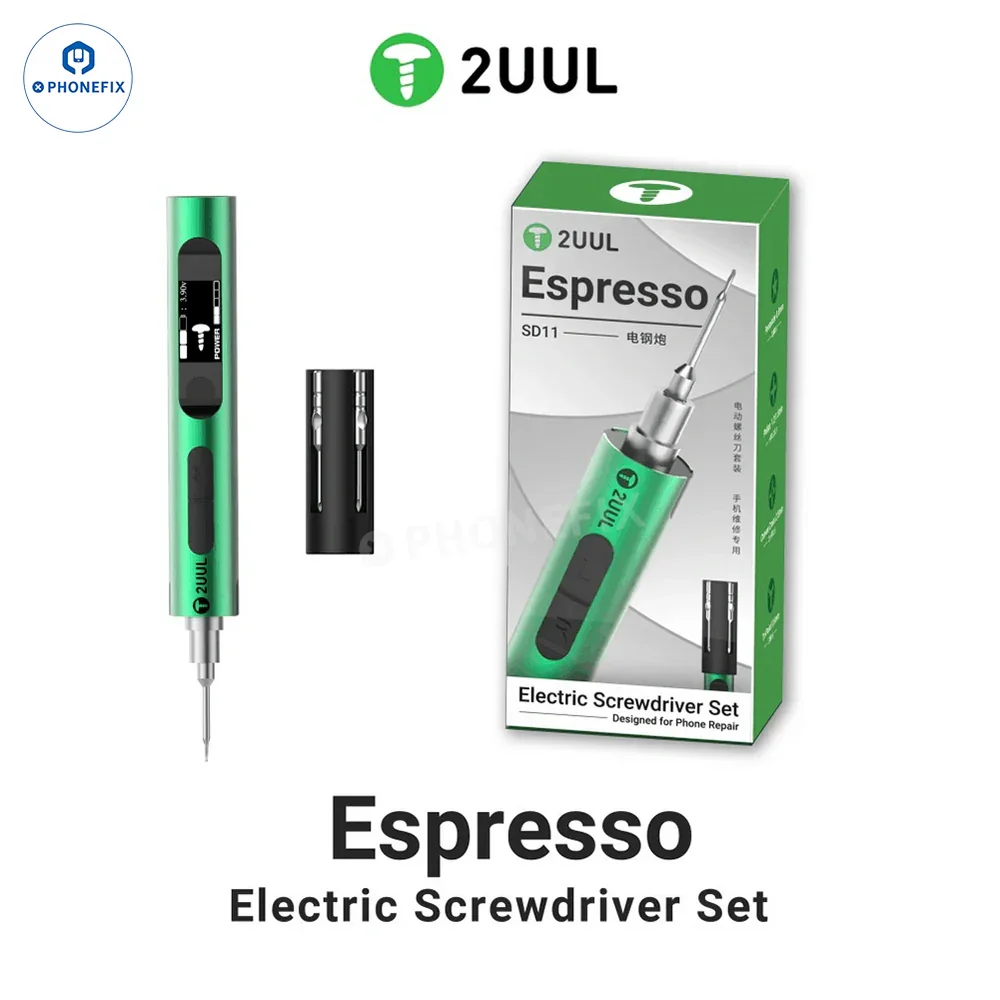 2UUL SD11 Espresso Electric Screwdriver with 4pcs S2 Bits for Mobile Phone Electronic Product Disassembly Repair Tool