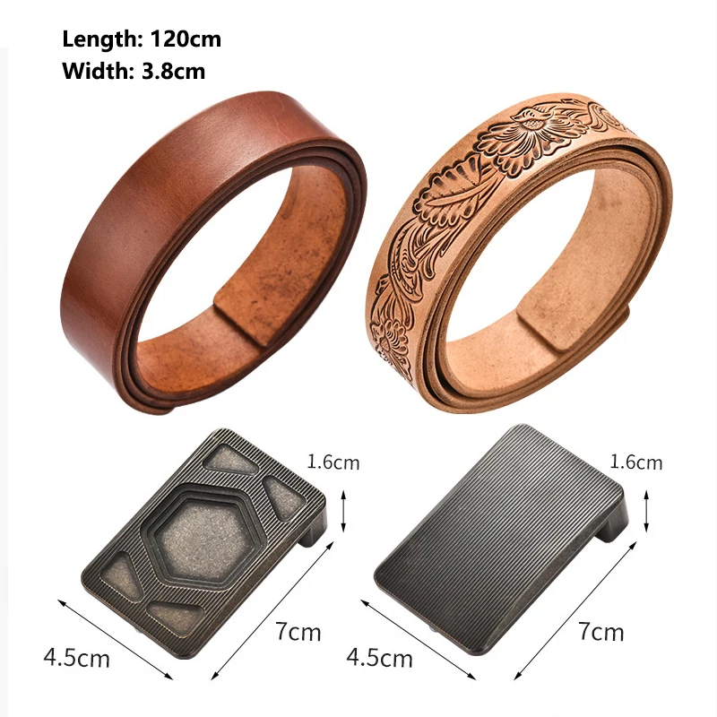Sabuk Aloi Titanium Tahan Korosi Tahan Aus Tahan Karat Luar Ruangan 120CM Gesper Sabuk Sederhana Kasual Kulit Pria Retro