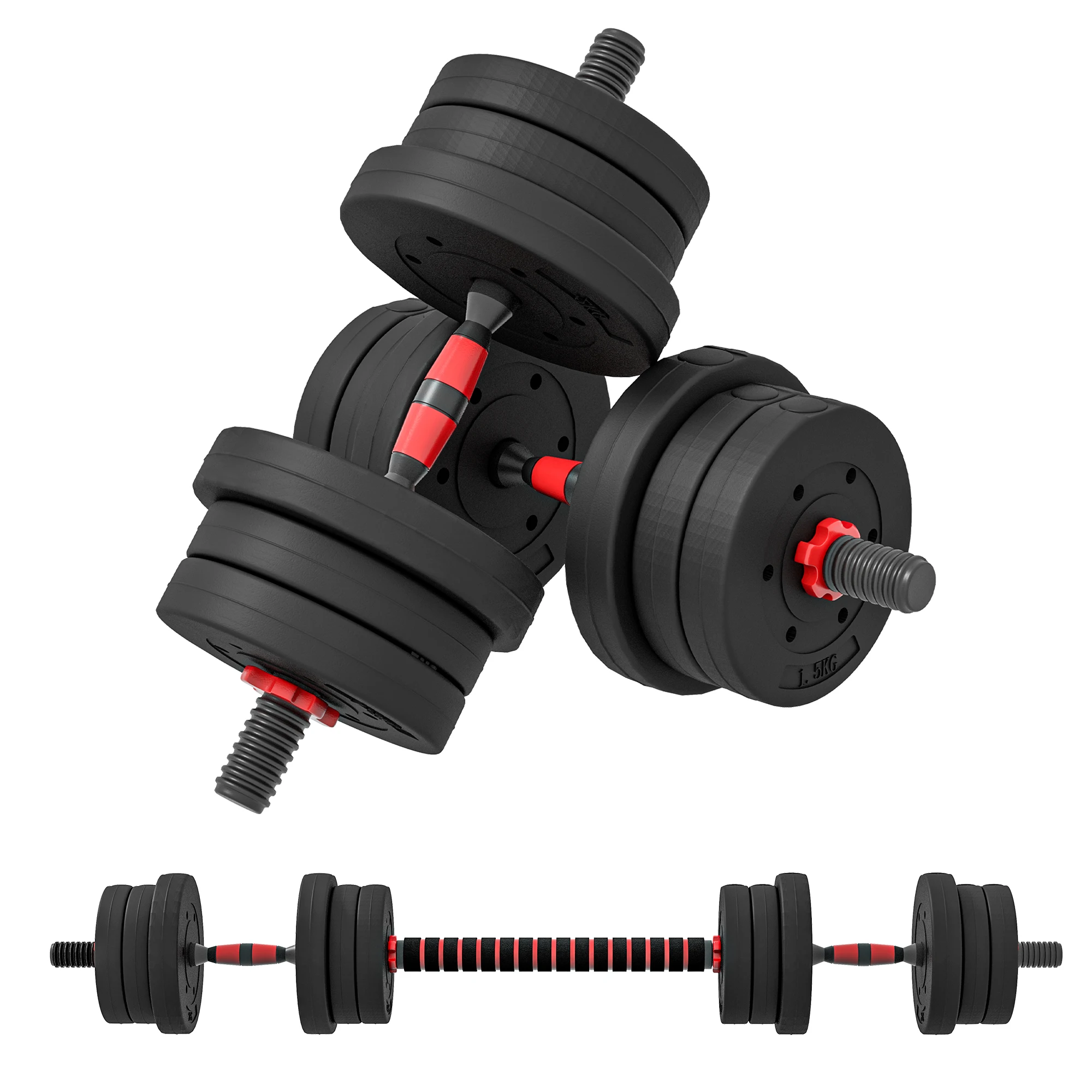 Homcom Homcom Hdpe Arena Pp Dumbbell Set, 45X20X20 Cm, Zwart