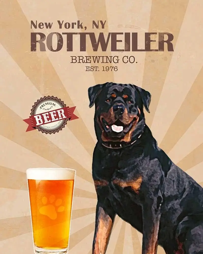 Tin Signs - Rottweiler Brewing Company New York City Vintage Dog Pet Love Tin Sign Home Wall Art Metal Sign Home Wall Art Bar Cl