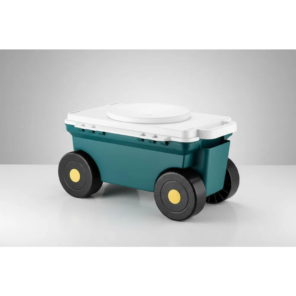 

2-in-1 Rolling Garden Cart with Seat & Storage, Lightweight Stool for Weeding Planting, Supports 227 lbs