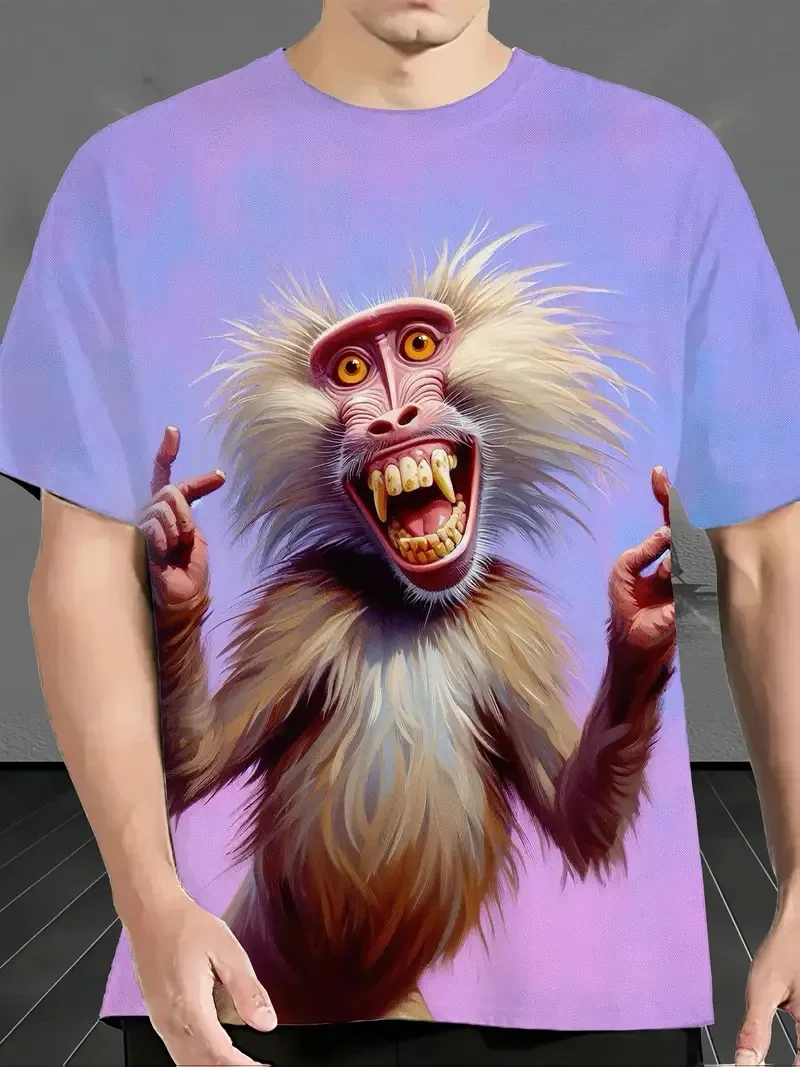 

New Men's T-shirt 3D Funny Monkey Graphic Printed T-Shirt for Women Fashion Short Sleeve Fun Tee Trendy Oversize Men Tops