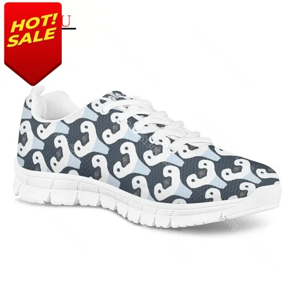 Simpatico Cartone Animato Pinguino Stampa Uomini Scarpe Casual Maschio Lace Up Scarpe Basse Animali Schizzo Personalizzar