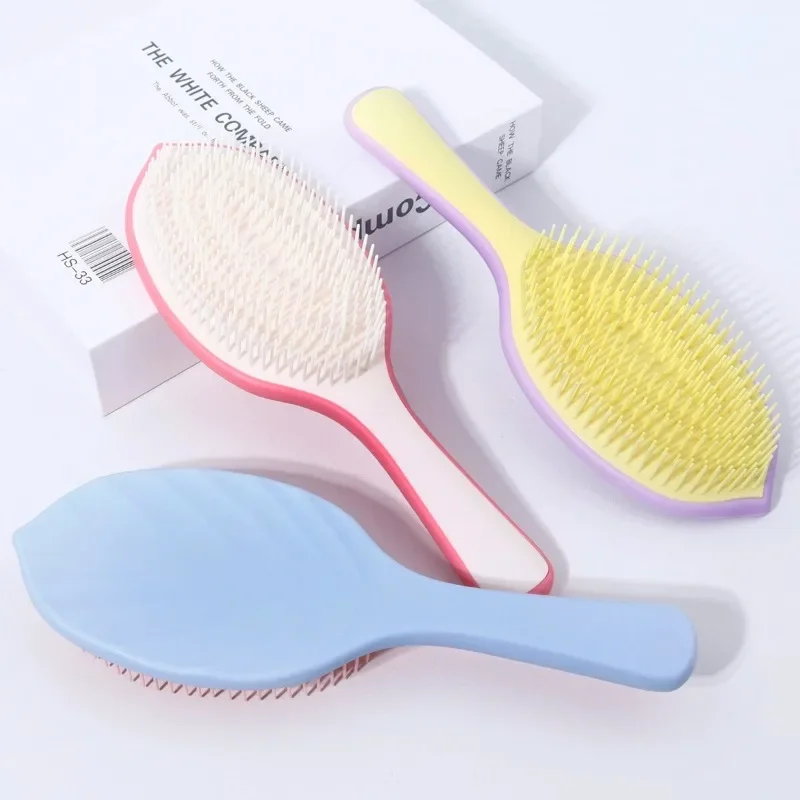 1pcs Leaf Shaped Fine Toothed Comb Hair Brush, Fluffy Skull Top Non Knotted Air Cushion Comb, Special for Real Hair Wigs view 2