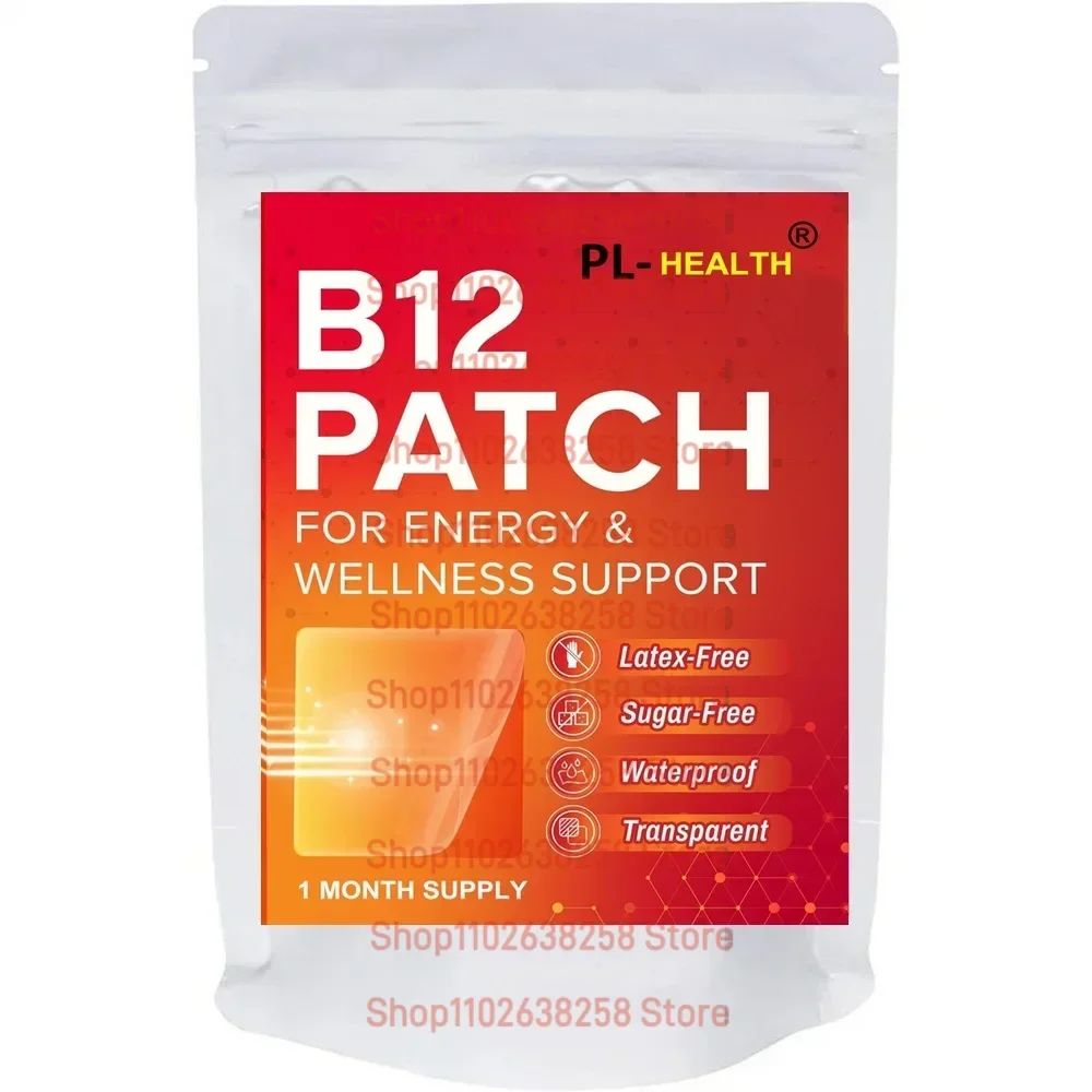 B12 Patch (Packung mit 30 Stück), transdermale Patches täglich b12 Patches, selbst klebende Patches mit natürlichen Mischungen, 1 Monat Versorgung