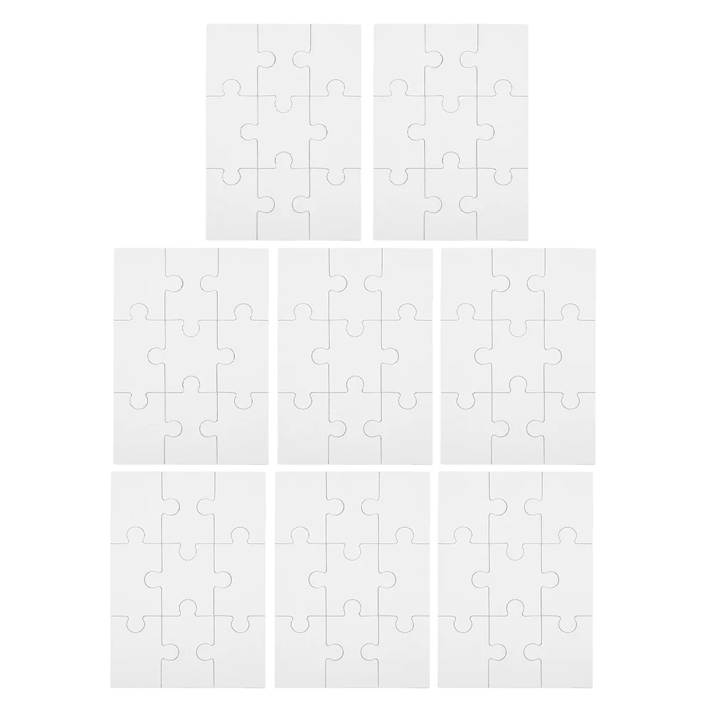 8 個の空白のジグソーパズルピース昇華熱伝達長方形木製 DIY パズルクラフト子供家族ゲーム昇華