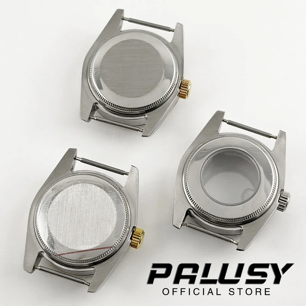 NH05 31MM diamante cristal de zafiro acero inoxidable estriado curvado caja de reloj impermeable para damas mujeres ajuste NH05 NH06 movimiento