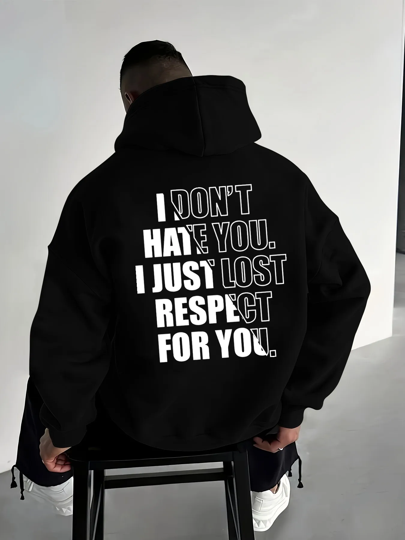 Men's Hip-Hop Sport Hat Shirt with Unique Personalized Text Print - Daily Commute, Lazy Outdoor Long-Sleeved Hooded Top