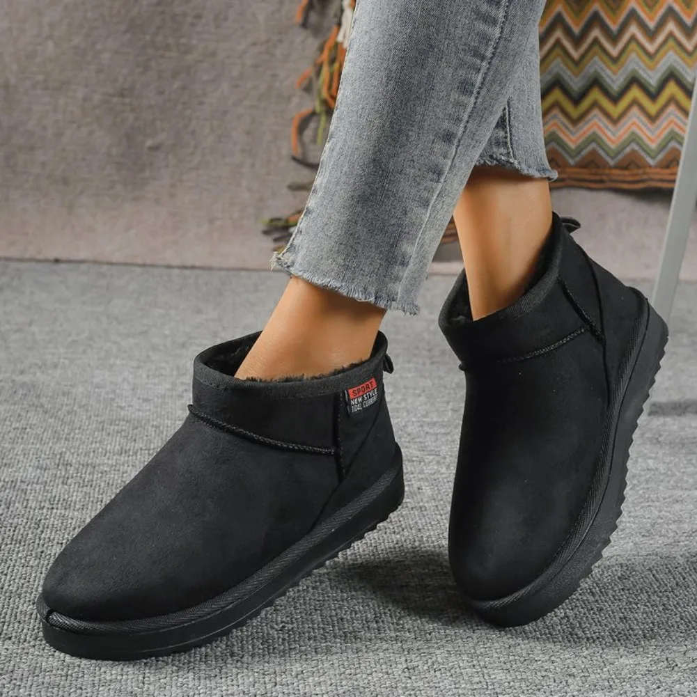 Winter Rundkopf Sexy Bequeme Warme Lässige Wanderstiefel Modische Neue Wildleder Dicksohlige Übergrößen Schneestiefel für Damen – Detail 5