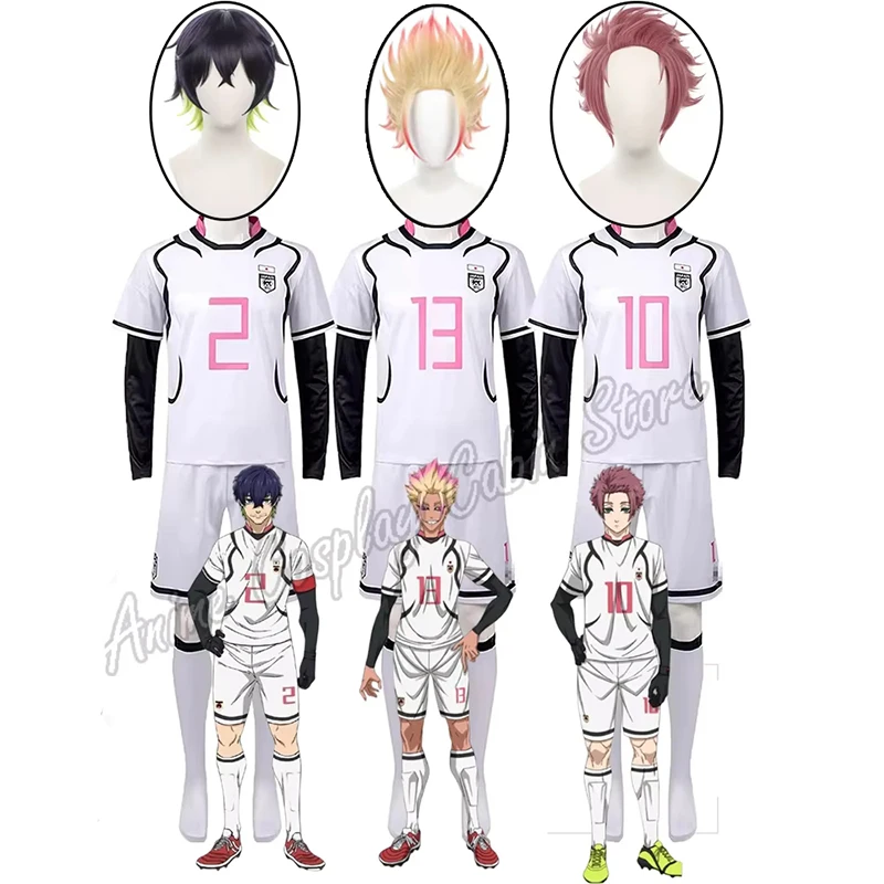 Image of Sae Cosplay Anime Shidou Jersey Perücke Aiku Cosplay Fußballtrikots Anime Sportbekleidung Unisex Halloween-Kostüme für Männer Frauen Erwachsene