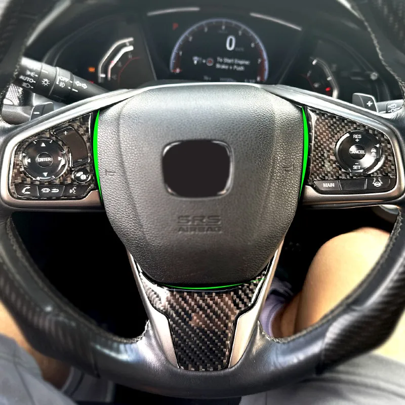 

Для Honda Civic 10 поколения 2016 2017 2018 2019 Автомобильный интерьер из углеродного волокна Панель рулевого колеса Защитная Наклейка отделка