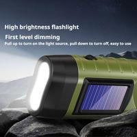Solar Power LED Flashlight Portable Tent Light Hand Crank Dynamo Torch Lantern For Outdoor Camping Mountaineering
