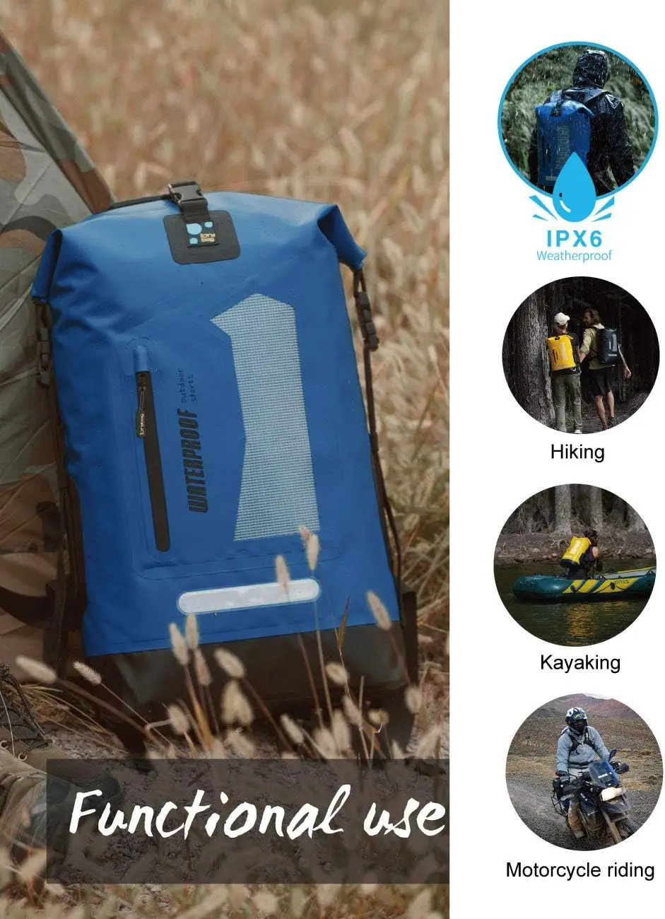 Waterproof Backpack 20L/30L/40L, Floating Dry Bag for Kayaking, Hiking, and Outdoor Adventures
