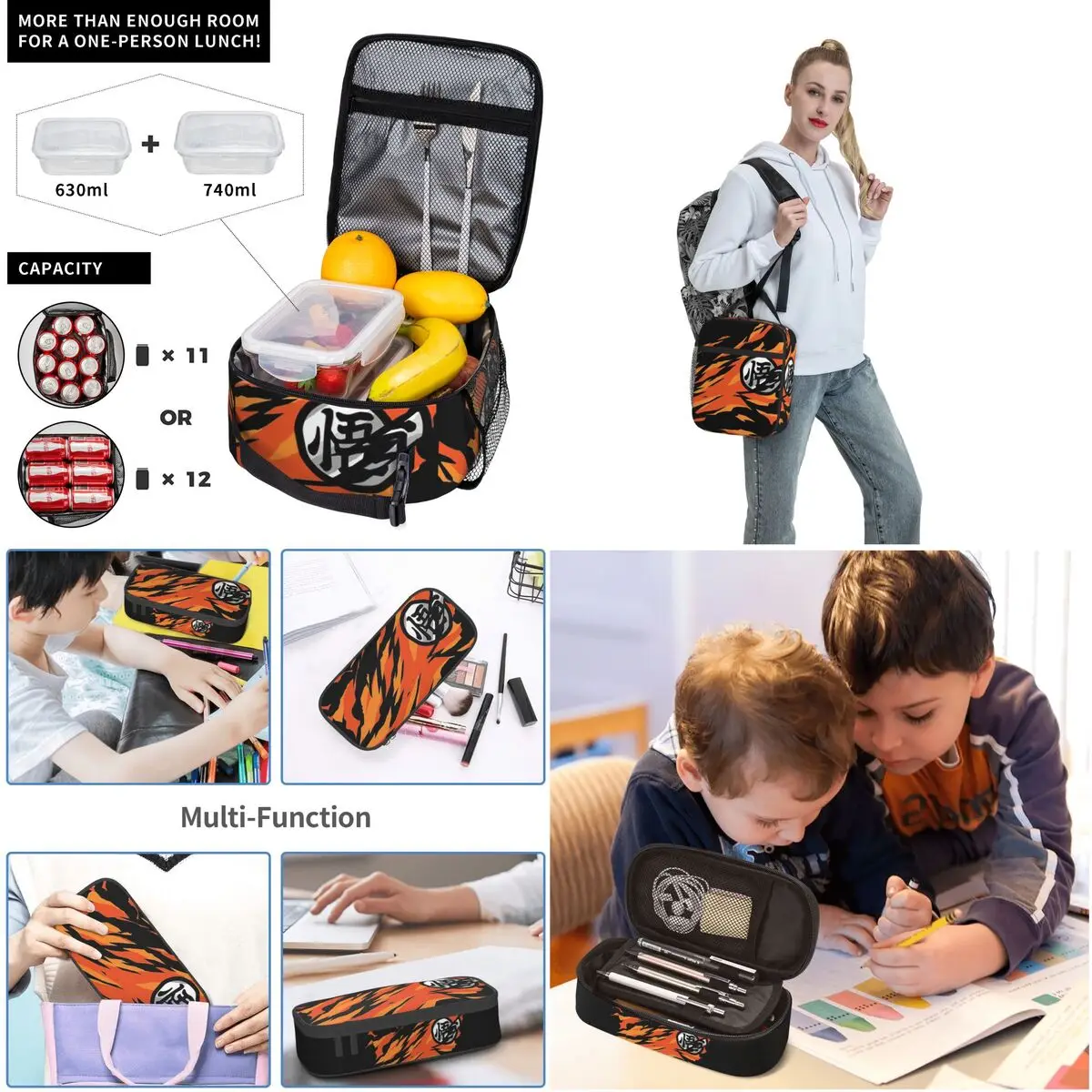 Son Goku-dragon Ball Z Backpacks Boys Girls Bookbag Students School Bags Cartoon Kids Rucksack Lunch Bag Pen Bag Three-Piece Set