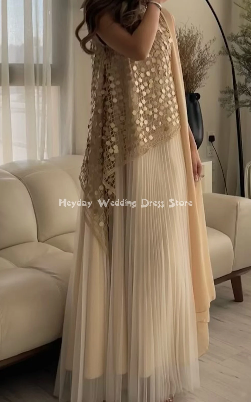 فساتين سهرة سعودية من Heyday برقبة دائرية من التل بطول الأرض بدون أكمام على شكل حرف A فساتين رسمية أنيقة للحفلات 2025 #4