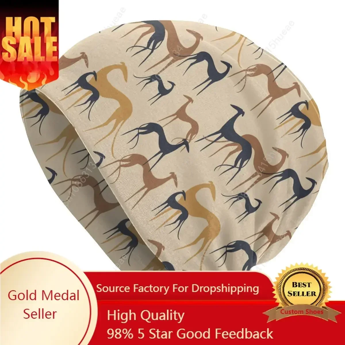 

Italian Greyhound Slouchy Beanie Trend Winter Skullies Beanies Hats Adult Galgos Brown Whippet Sihthound Dog Knitted Bonnet Cap