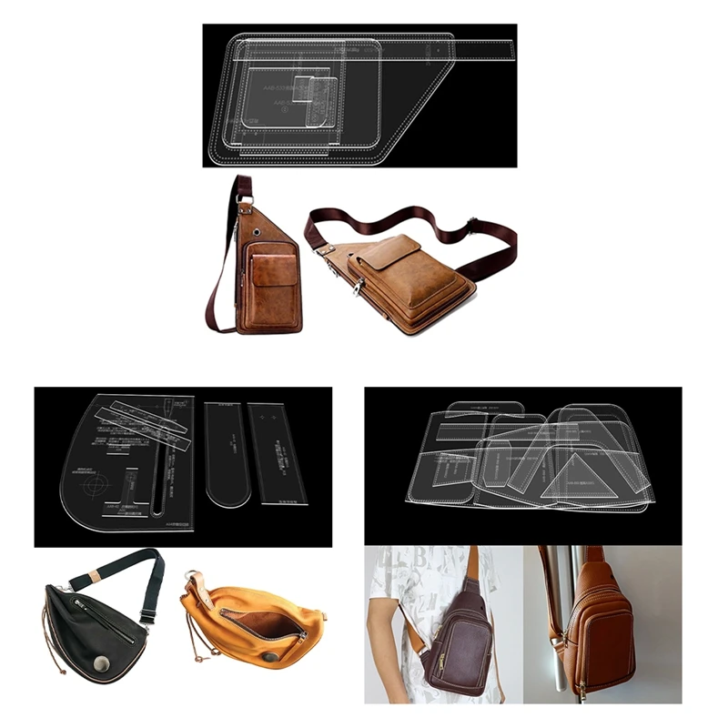 Sling Bag Acrylic Template,Leather Pattern Acrylic Leather Templates For Capacity Crossbody Backpack