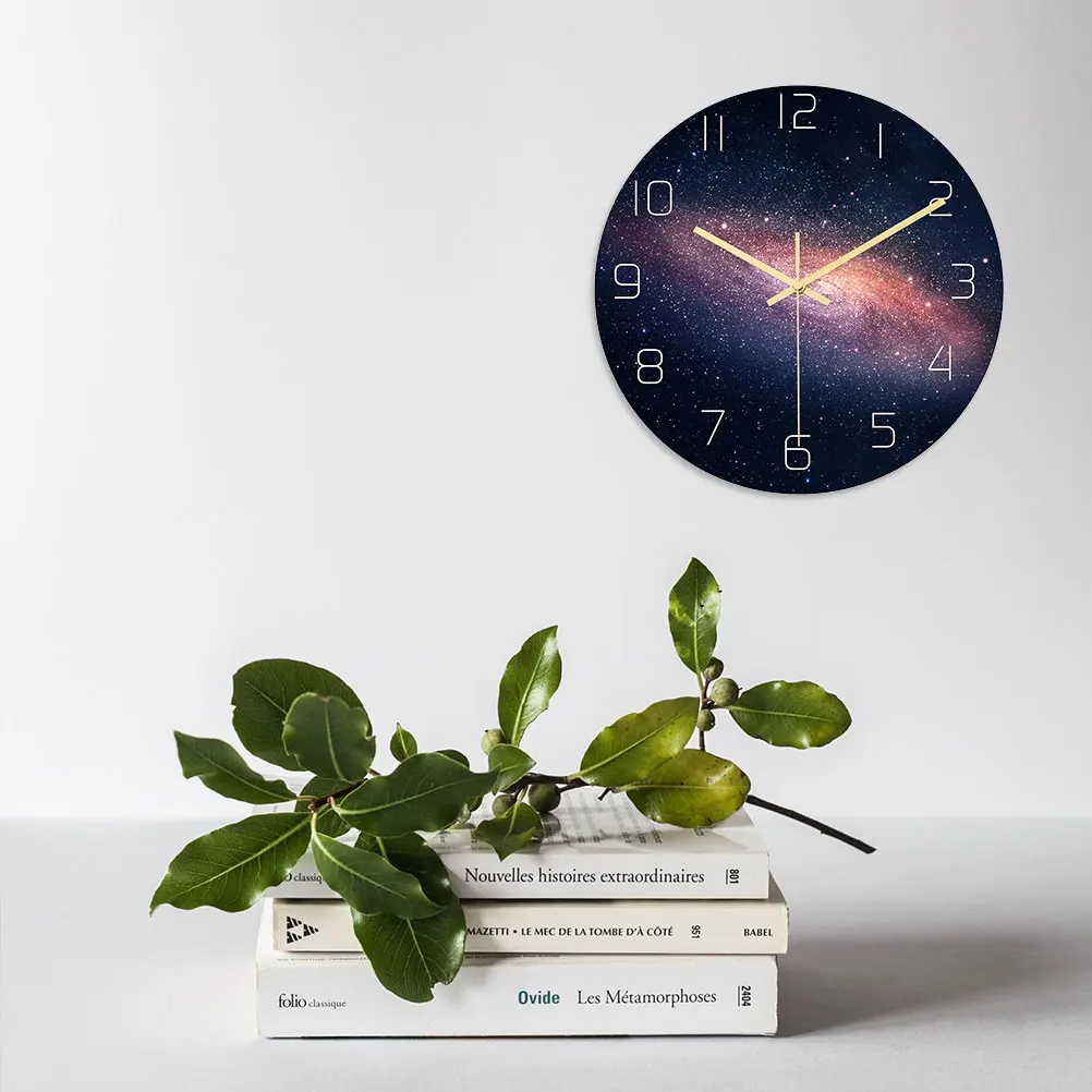 

Wall Clock Household Round Silent Acrylic Decorative Clock Creative Design Moisture Resistant Lightweight Plastic