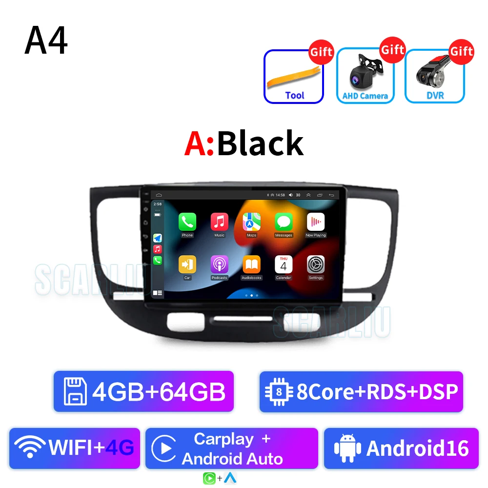 Autoradio Voor Kia RiO 2 RIO2 2005-2011 Draadloze CarPlay Android Auto Multimedia Speler Touchscreen GPS navigatie Geen 2din DVD