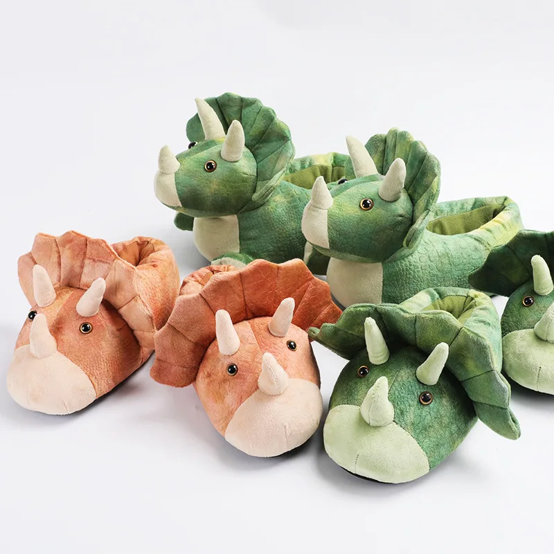 Nuove donne di arrivo Creative dinosaur Cotton Home Slides Unisex One Size peluche Furry Warm Animal Slides Dragon Cozy Shoes