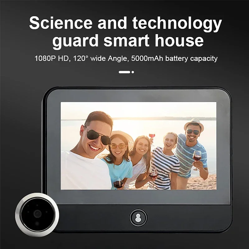 Telecamere per campanello WiFi Radar per visione notturna Rilevatore di movimento PIR Smart Life APP Telecamera spioncino per occhi 1080P Visualizzatore digitale 5000mAh