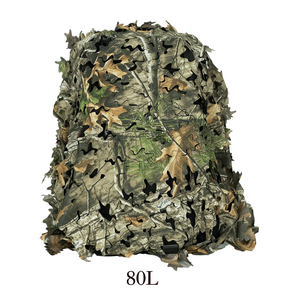 3D Bionic Leaf Shape Disguised Net Rucksackbezug 60L 80L Laser Cut Jagdrucksackbezug Fallschirmjäger – Detail 5