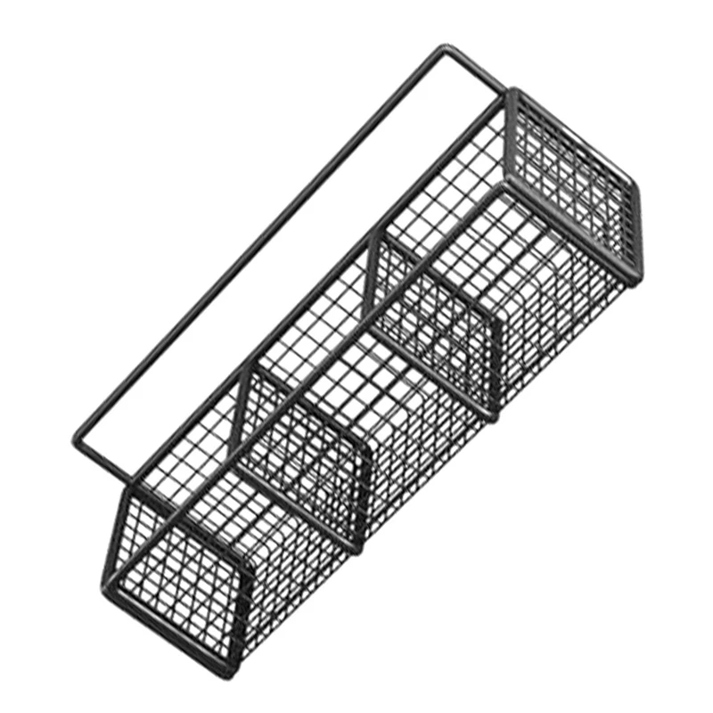 1 Piece Metal Wire Storage Basket Kitchen Storage Organizer Black Multifunctional Wall Hanging Baskets For Closet Pantry