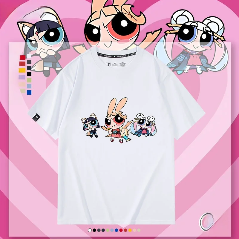 Camiseta de algodón con dibujos animados, manga corta, unisex, versión Q de la chica policía Huiyue, mercancía de dibujos ani...